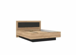 Bed Dalate 160x200cm - decor - kastanje eik & mat zwart met opbergruimte