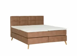 Boxspring Skagen 180x200cm - lederlook - cognac