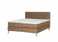 Boxspring Skagen 180x200cm - lederlook - cognac