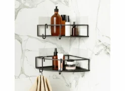 Hoekwandplank Cubiko 23x23x8cm zwart set van 2