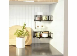 Hoekwandplank Cubiko 23x23x8cm zwart set van 2