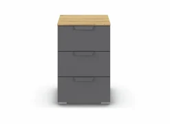 Nachtkastje 40x42x61cm - decor - artisanale eik & grijs metallic