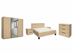 Slaapkamer Tessa met bed 180x200cm - kleerkast 250cm - commode 90cm en 2 nachtkastjes